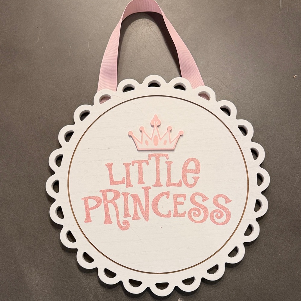 Little Princess Wall Hanging - Pink and White
